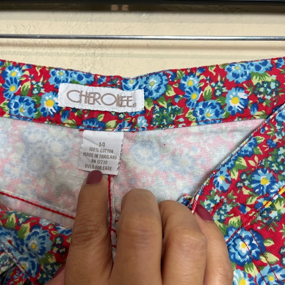 Vintage Cherokee women moms high rise front‎ pleated floral multicolor shorts 14 - Picture 4 of 16